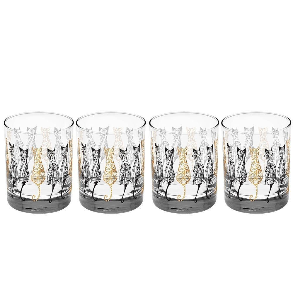 Set of 4 cat whiskey glasses