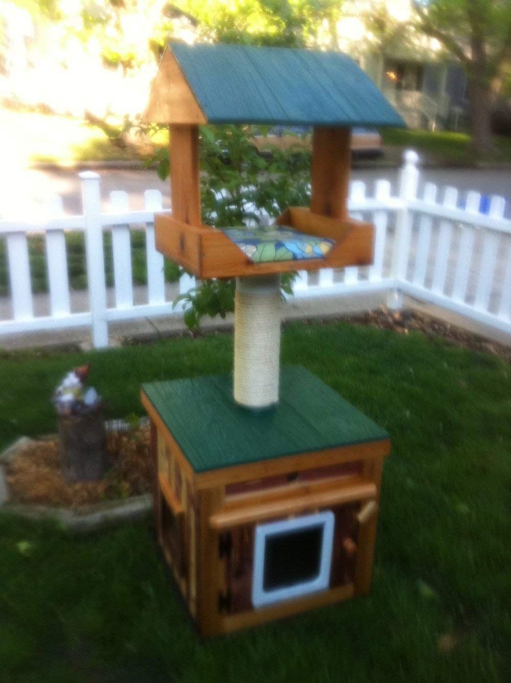 Outdoor cat house in yard