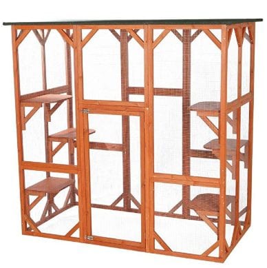 Large wooden outdoor cat house